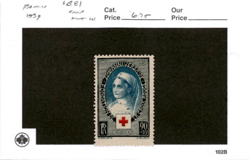 France, Postage Stamp, #B81 Mint LH, 1939 Red Cross Nurse (AB)