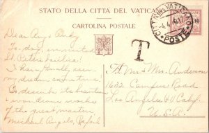 Vatican City 75L Papal Arms Postal Card Overprinted 10 1949 Citta' del Vatica...