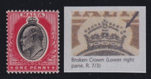 Malta, SG 48c, MHR Broken Crown variety