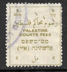 PALESTINE c1930 5m COURT FEES REVENUE Bale 233 Wmk SIDEWAY L USED