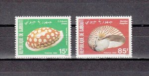 Djibouti, Scott cat. 515-516. Sea Shells issue.