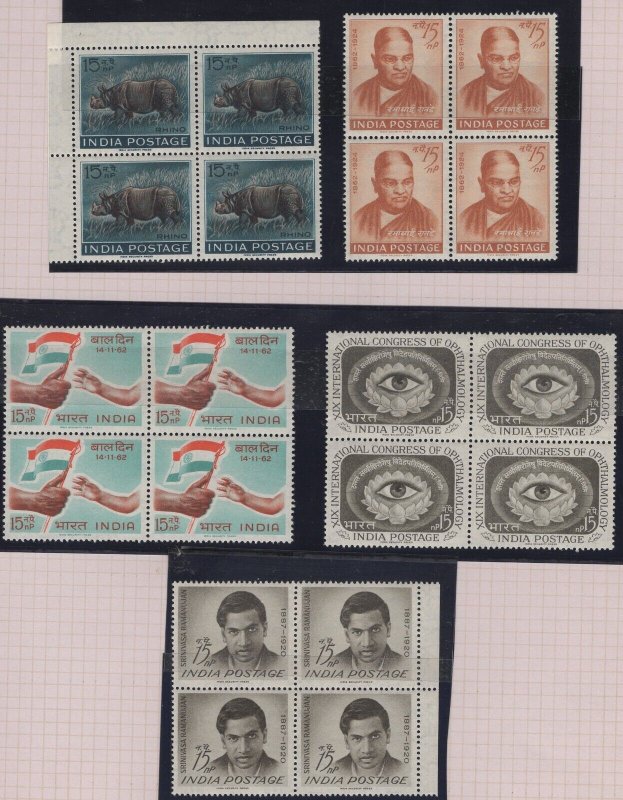 MOMEN: INDIA SG #424-481 1961-64 (48 BLOCKS) MINT OG NH £250+ LOT #65455 