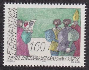 Liechtenstein # 990, Creation of Vaduz County 650th Anniv, NH, 1/2 Cat.