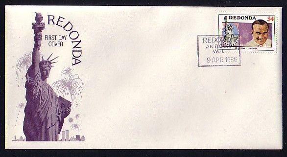 Redonda-Antigua, 1986 issue. Singer Al Jolson issue on a First day cover.