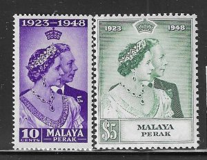 MALAYA- PERAK SCOTT #99-100 1948 SILVER WEDDING ISSUE- MINT NEVER HINGED