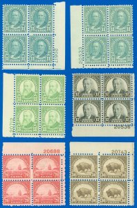 Scott #692 x2, #694, #697, #698 & #670 Plate Blocks, All Mint-NH! SCV $282! (SK)