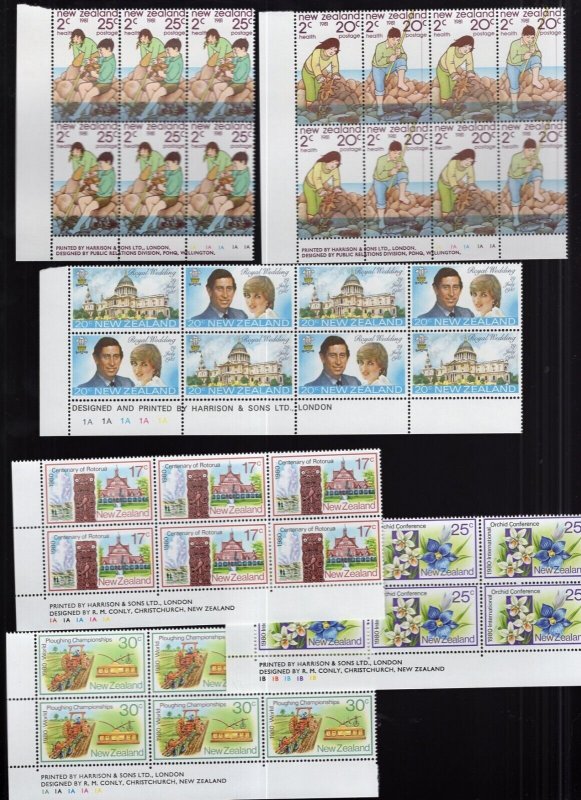 New Zealand 1978-81 Collection of Sets in Plate Blocks MNH