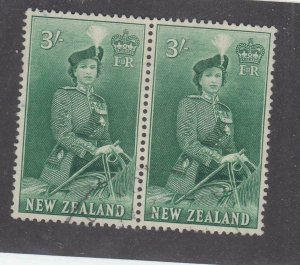 NEW ZEALAND # 299-301 VF-LIGHT USED PAIRS QE11 ON CHARGER CAT VALUE $64 US