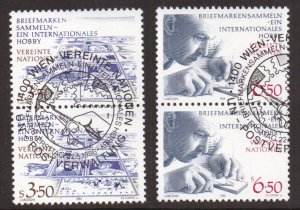 United Nations Vienna  #62-63   cancelled   1986  stamp collecting in pairs