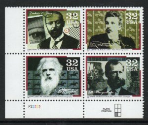 ALLY'S US Plate Block Scott #3061-4 32c Pioneers of Communication [4] MNH [STK]