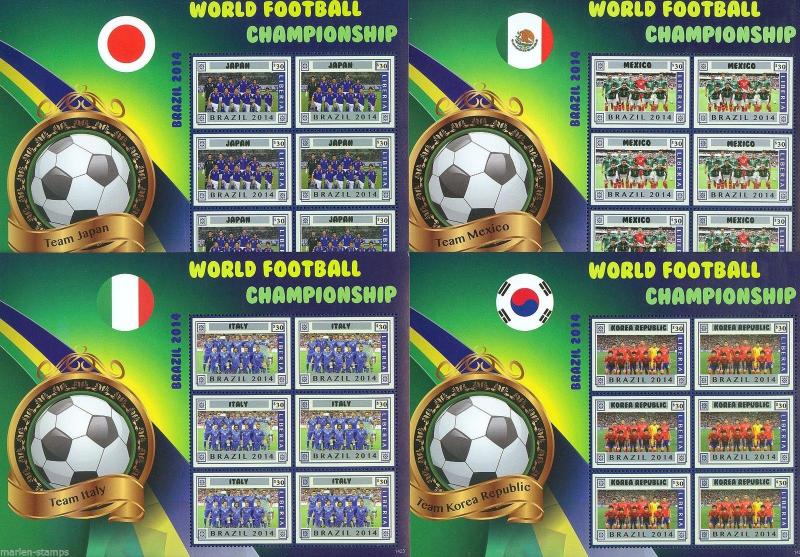 TOGO 2014 LIBERIA WORLD CUP SOCCER CHAMPIONSHIP BRAZIL 2014 SHEET SET MINT NH