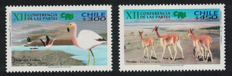 Chile Birds Flamingos Vicuna Endangered Species 2v SG#2062-2063 MI#2083-2084