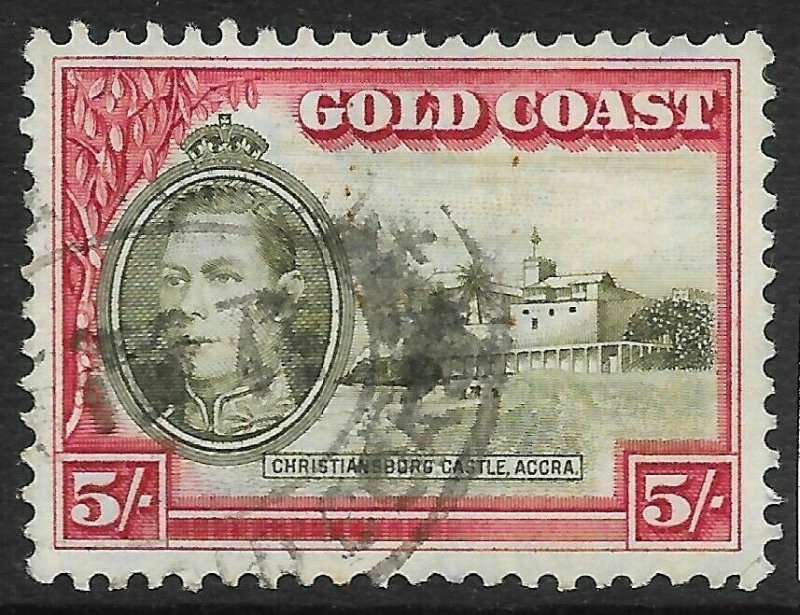 GOLD COAST SG131a 1940 5/= OLIVE-GREEN & CARMINE USED