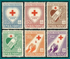 Indonesia 1956 Red Cross Fund, MLH #B92-B97,SG728-SG733
