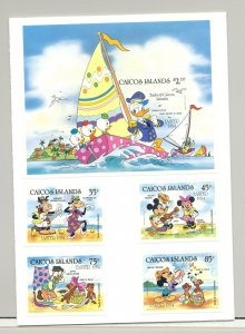 Caicos #42-46 Disney Easter 4v & 1v S/S Imperf Proofs in Folder