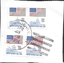 US #1623 Booklet pairs used on paper. Nice cancellation. Flag over Capitol.