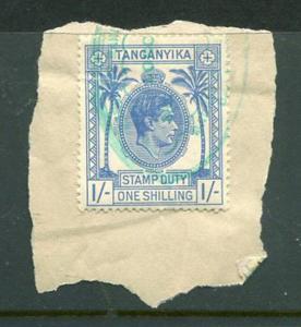 Tanganyika Stamp Duty Revenue George VI 1sh