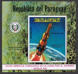 Paraguay C325 sheet, MNH. Michel 2113 Bl.152. Apollo 14, 1970.