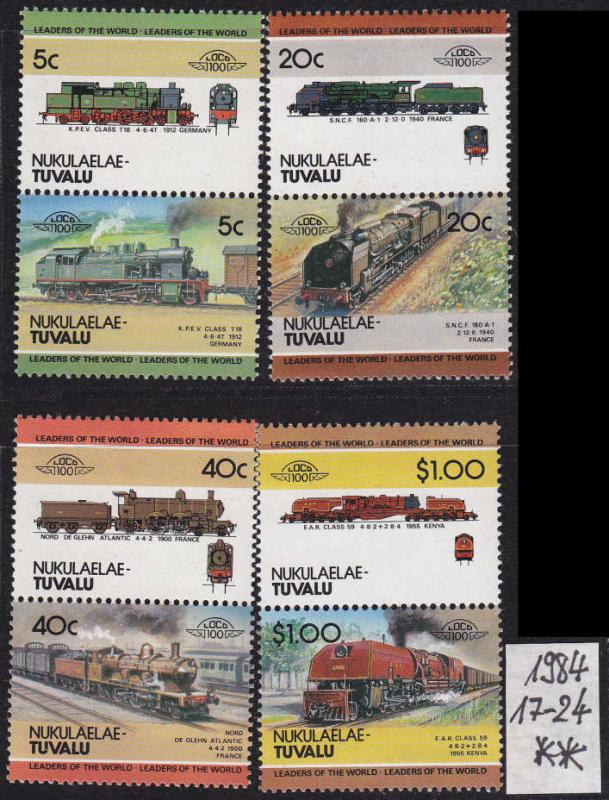 TUVALU [Nukulaela] MiNr 0017-24 ( **/mnh ) Eisenbahn