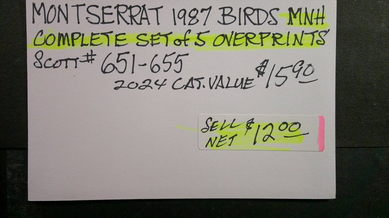 Montserrat 1987 Birds overprints Scott# 651-655