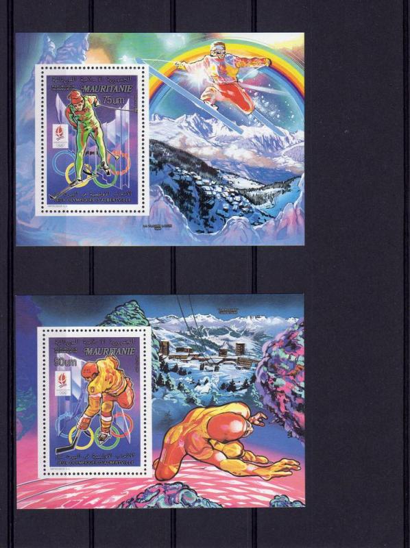 Mauritania 1990 Mi#982II/985II ALBERTVILLE OLYMPICS 4 DELUXE PERFORATED MNH