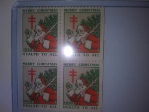 1930 CHRISTMAS SEALS BLOCK OF 4 MINT NEVER HINGED GEM !! GREAT FIND !!