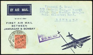 India Stamps Year 1938 Flown Cover To Bombay