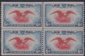 US C23a Airmails F - VF Mint LH Center Line Block - Scarce cv $1,050 as NH