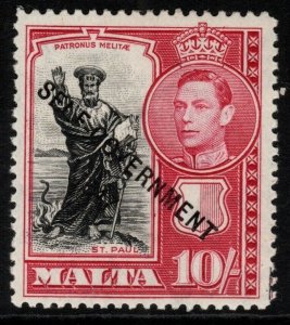 MALTA SG248 1948 10/= BLACK & CARMINE MTD MINT