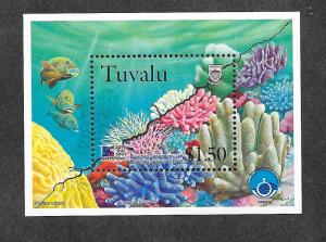 Tuvalu 780 Mint NH Souvenir Sheet Marine Life Coral Fish!