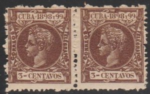 1898 Cuba Stamps Sc 163 King Alfonso Spain 3c  Pair MNH