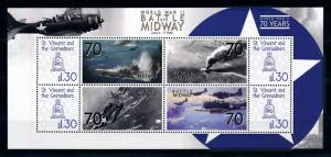 [76055] St. Vincent & Gren. 2009 World War II Battle of Midway Sheet MNH