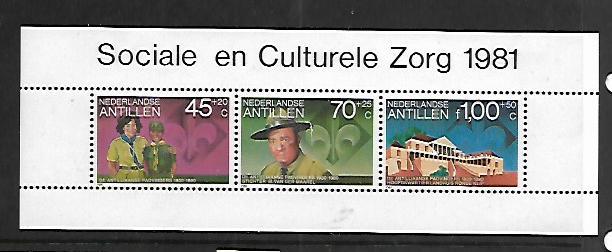 NETHERLANDS ANTILLES, B191A, MNH, SS, STRIP OF 3, CUB SCOUTS