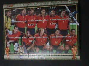 ​CONGO 2002- KOREA -JAPAN WORLD CUP SOCCER-SPAIN TEAM-MNH SHEET-VF-LAST ONE