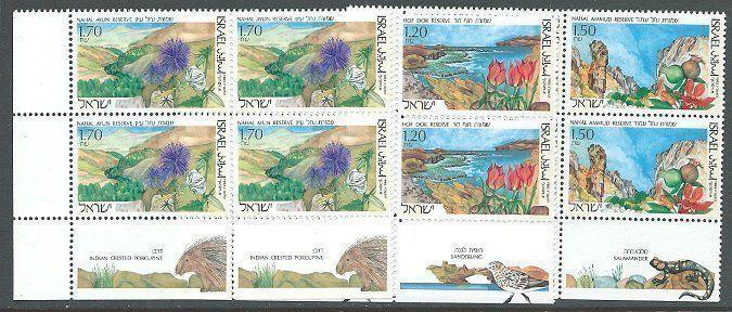 ISRAEL 1992 Nature Reserves set - tab blocks of 4 MNH......................12108