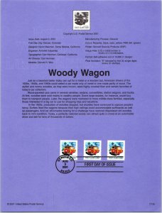 USPS SOUVENIR PAGE WOODY WAGON SELF-ADHESIVE COIL (3) 2001