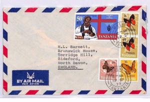 TANZANIA Moshi GB Devon Airmail Cover BUTTERFLIES 1977 XX135