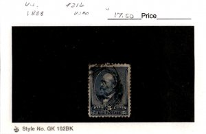 United States Postage Stamp, #216 Used, 1888 Garfield (AE)