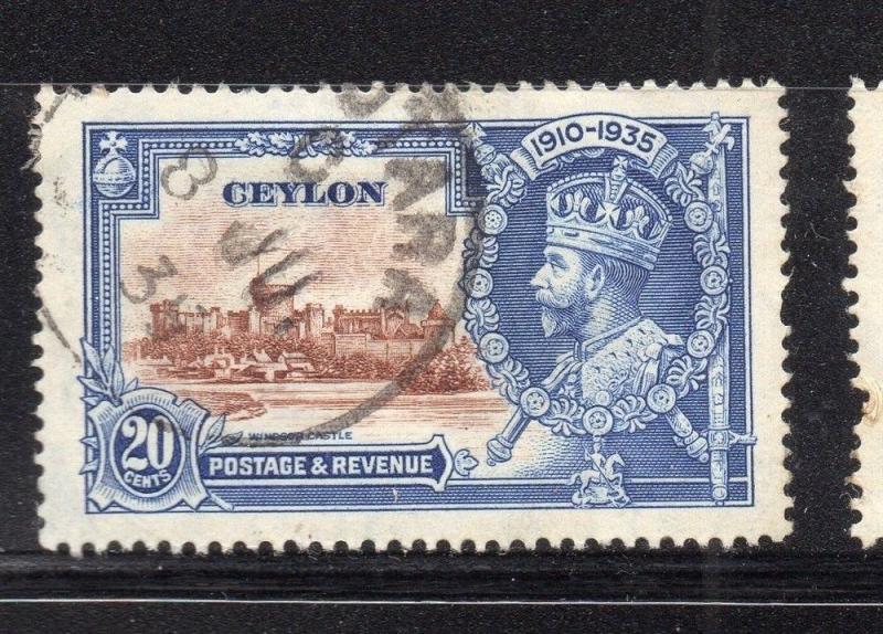 Ceylon 1935 Early Issue Fine Used 20c. 230483