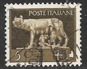 ITALY 1929-42 5c SHE-WOLF Suckling Romulus & Remus Issue Sc 213 VFU