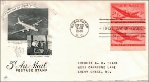 Scott C32 - 5 Cents DC-4 - Artcraft FDC - Typed Address - Planty C32-4