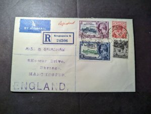 1935 British Singapore Straits Settlements Airmail Cover to Burnage England