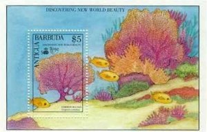 Antigua 1990 - Sea Fan Marine Life - Souvenir Stamp Sheet - Scott #1283 - MNH