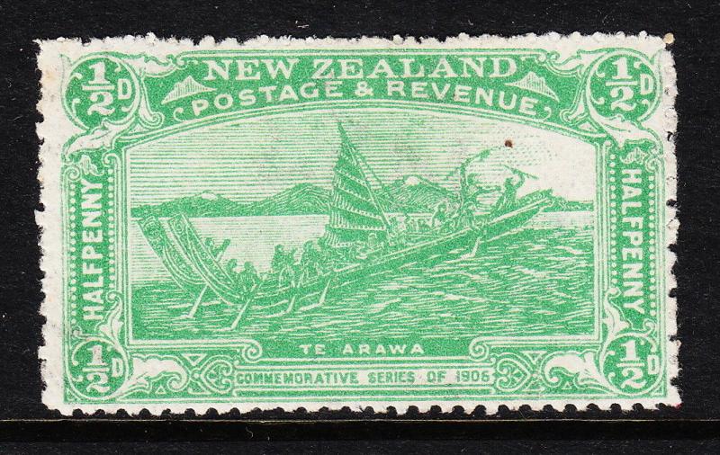 NEW ZEALAND — SCOTT 122 (SG 370)— 1906 ½d CHRISTCHURCH EXHIB. — MH —SCV $35.00