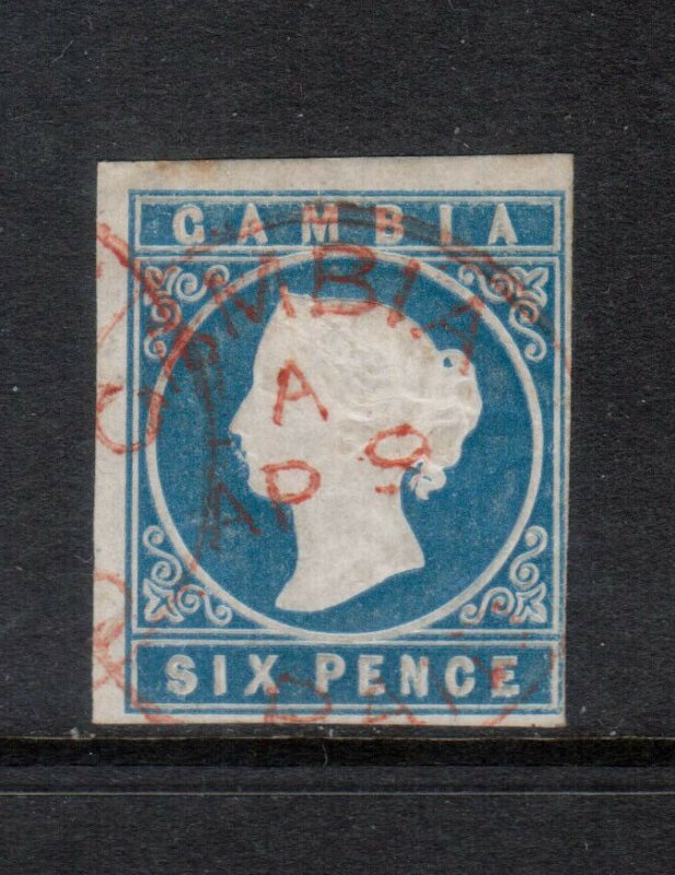Gambia #2b (SG #4) Used Fine - Very Fine CDS Cancel **With Certificate**