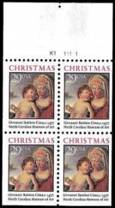 US Stamp #2790a MNH UNBOUND Madonna and Child Booklet Pane of 4 w/ Plt #K1111111
