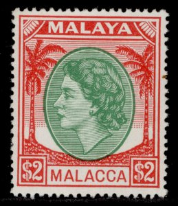 MALAYSIA - Malacca QEII SG37, $2 emerald & scarlet, NH MINT. Cat £26.