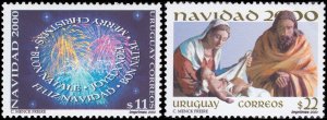 Uruguay 2000 Sc 1889-1890 Christmas Holy Family Fireworks CV $19.50