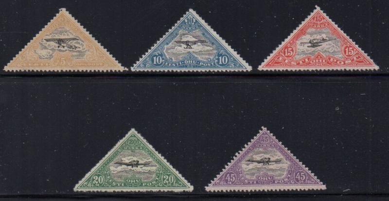 Estonia Sc C14-18 monoplane airmail stamp set mint