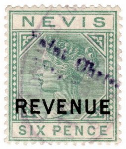 (I.B) St Christopher (Nevis) Revenue : Duty Stamp 6d